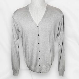 GIULIANO FUJIWARA Men's Gray Silk Cashmere Cardigan Sweater ITALY 52 (US L)